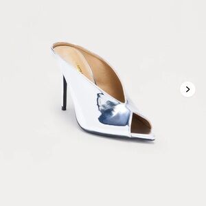 Fashion Nova Metallic Silver High Heel Mules